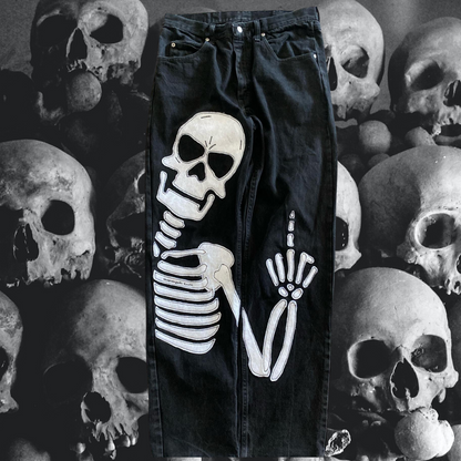 Black denim jeans from Unapologetic Youth x Levi's "To The Bone" collection, featuring classic fit and sturdy fabric.