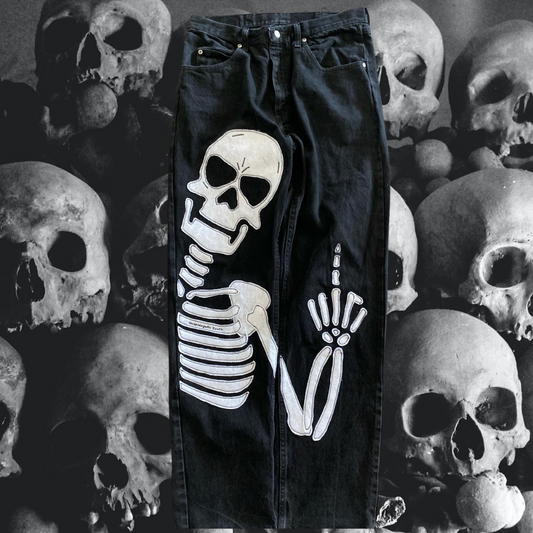 Black denim jeans from Unapologetic Youth x Levi's "To The Bone" collection, featuring classic fit and sturdy fabric.