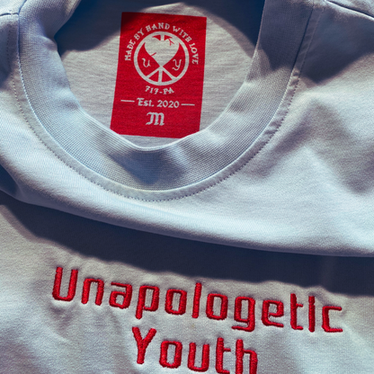 Unapologetic Youth Sanity T-Shirt featuring bold graphic design on black cotton fabric, casual fit and comfortable style.