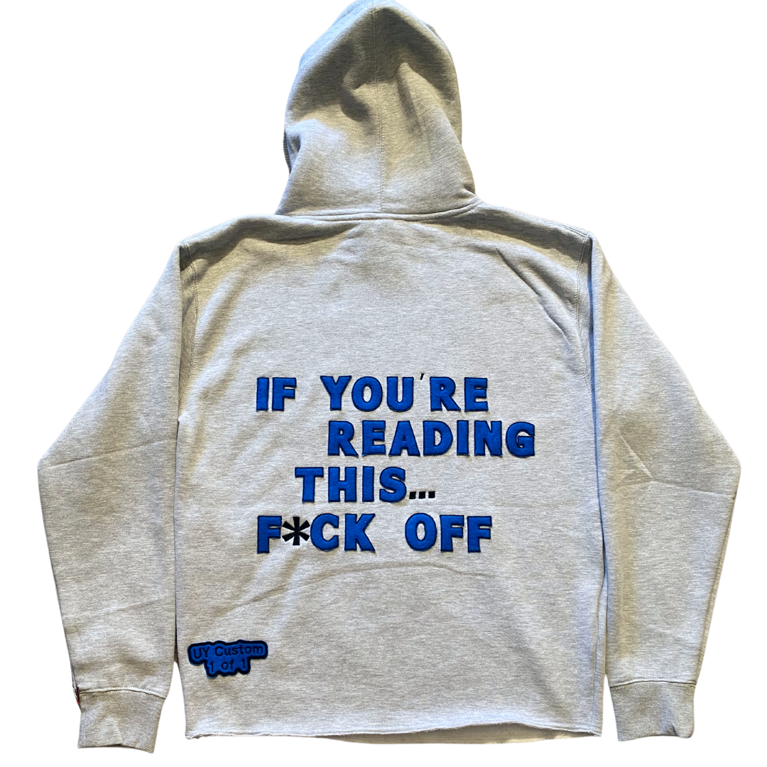 Unapologetic Youth To The Bone hoodie in medium, featuring a black fabric with white graphic text design.