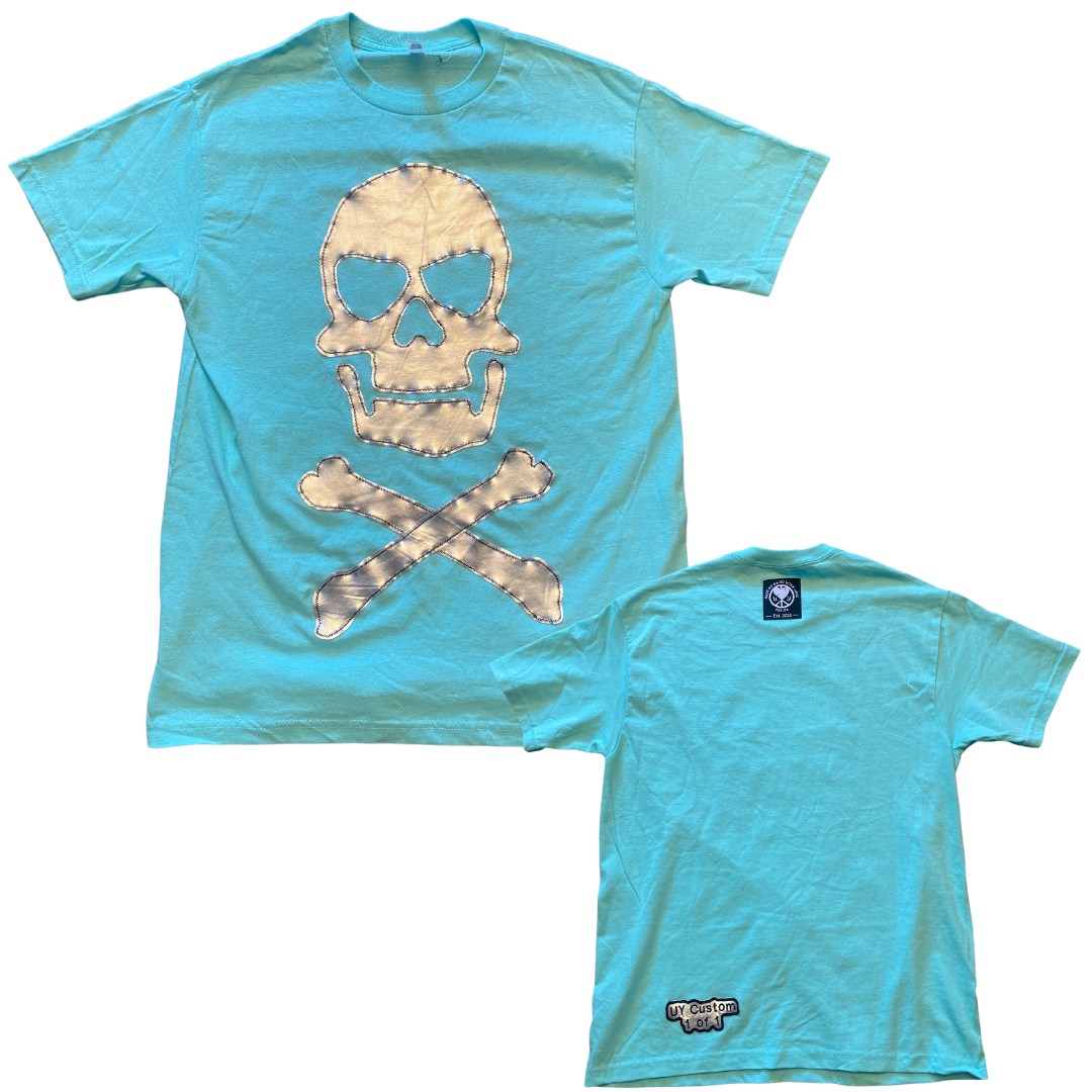 Unapologetic Youth Disco Fever medium T-shirt featuring colorful retro disco dance floor graphic on white fabric.