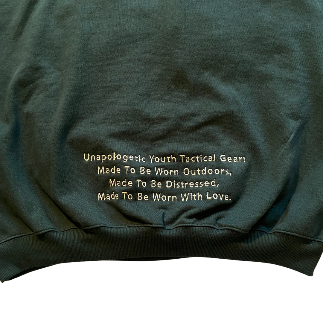 Unapologetic Youth large tactical hoodie with durable fabric, featuring a comfortable fit and tactical design elements.