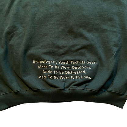 Unapologetic Youth large tactical hoodie with durable fabric, featuring a comfortable fit and tactical design elements.