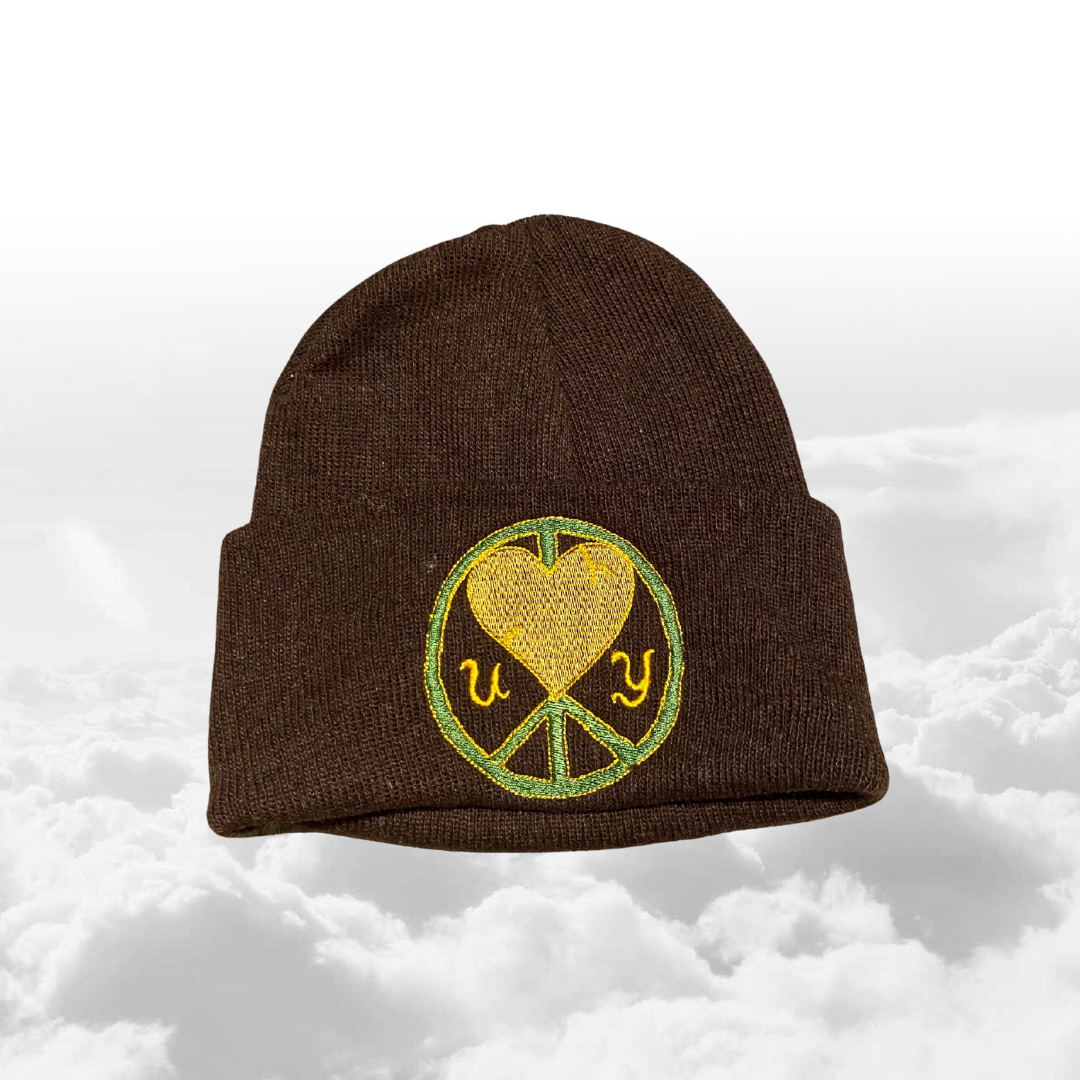 Unapologetic Youth UY Logo Beanie, warm knit winter hat with bold logo, perfect for cold weather and casual outfits.