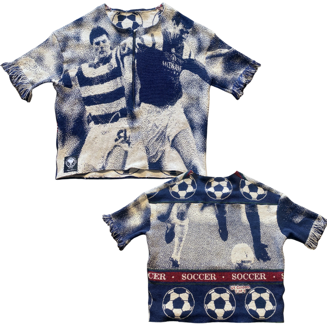 Unapologetic Youth XL football T-shirt featuring bold graphic print on white fabric, casual sportswear for soccer fans