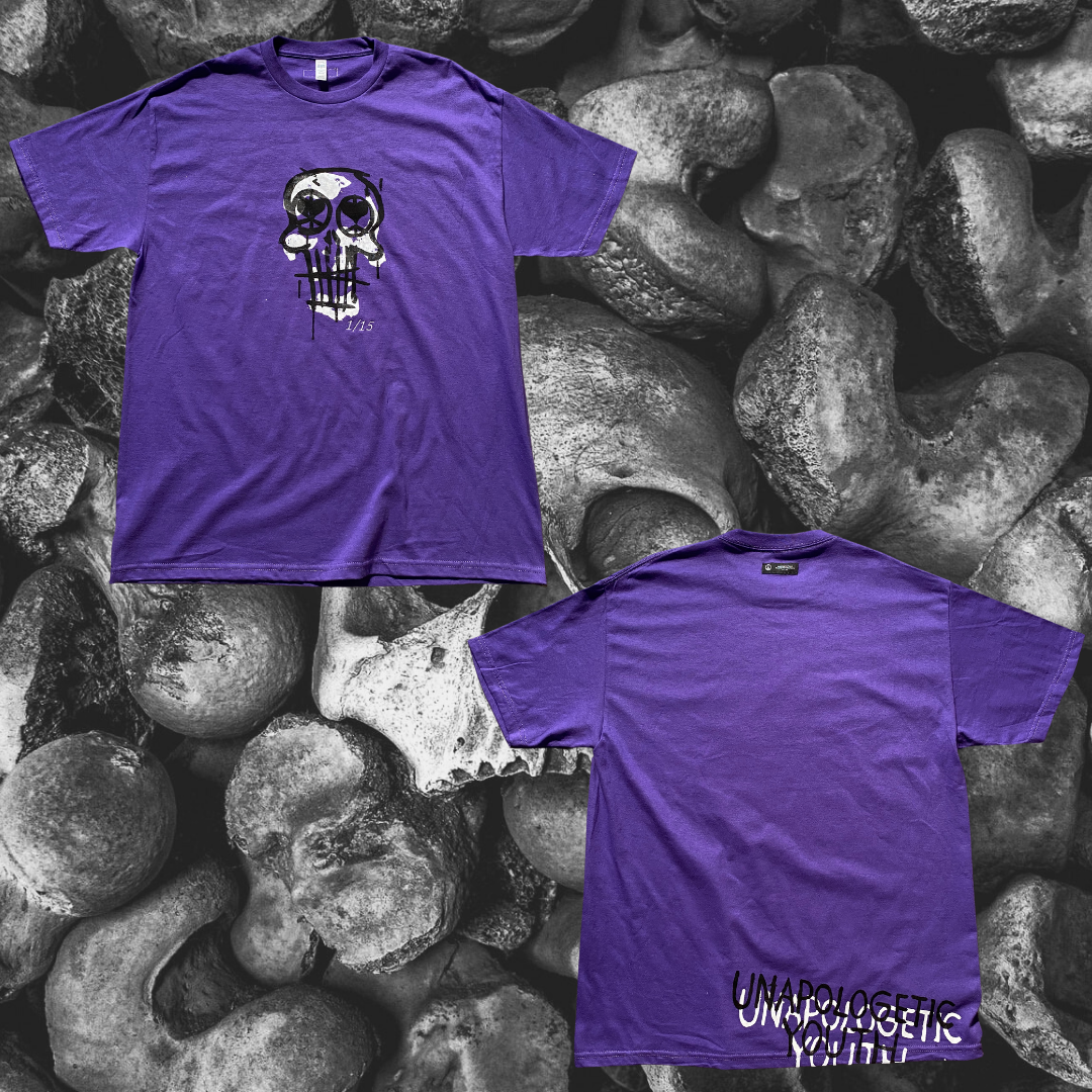 Large Unapologetic Youth T-Shirt in white with bold black text, casual fit, front view showcasing the graphic design.