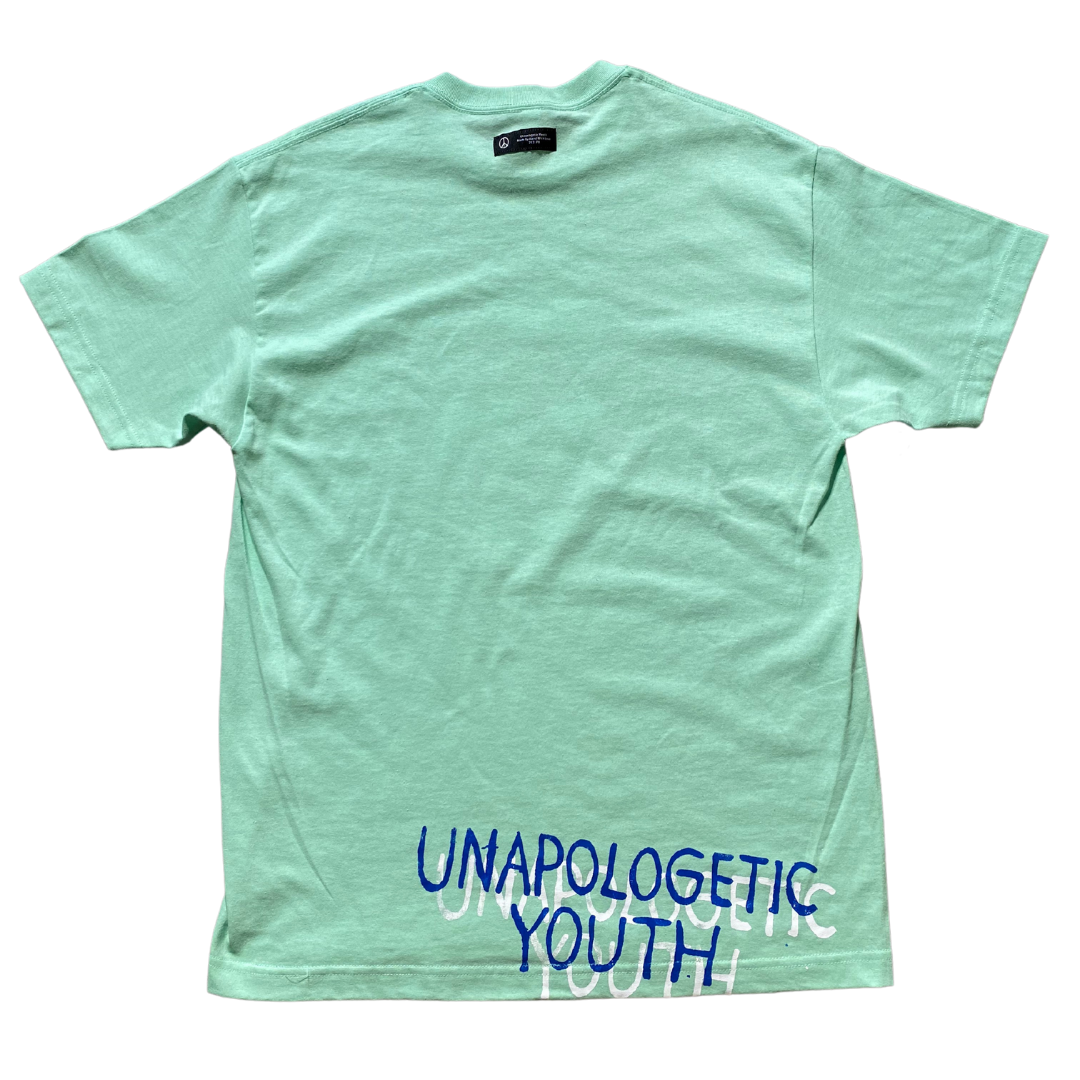 Large Unapologetic Youth T-shirt with bold graphic design, casual fit, made from soft cotton fabric.