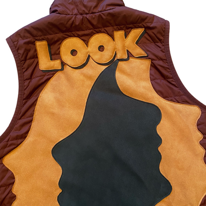 Unapologetic Youth Faces vest featuring bold graphic face design on lightweight fabric, casual streetwear style.