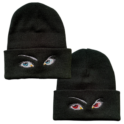 Unapologetic Youth All Seeing Eyes beanie featuring a bold eye design, cozy knit fabric, and a stylish, eye-catching look.