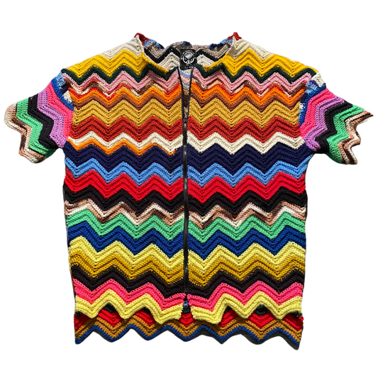 Unapologetic Youth Grandma's Crochet 4/4 T-shirt featuring a cozy crochet pattern on a casual cotton tee.