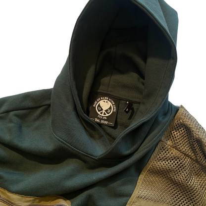 Unapologetic Youth large tactical gear hoodie with a rugged design, featuring a hood, front pockets, and tactical style details.