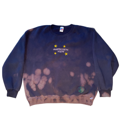 Unapologetic Youth crewneck sweater in black, featuring a comfortable fit and soft fabric, displayed on a plain background.
