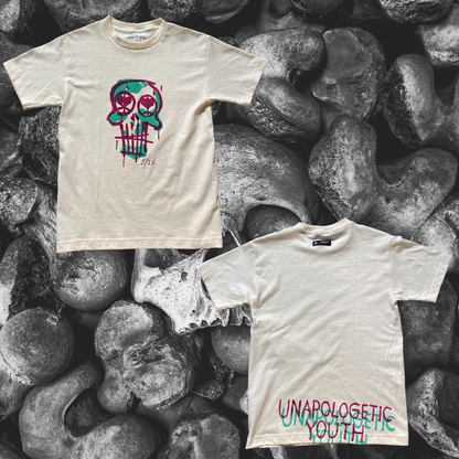 Small Unapologetic Youth T-Shirt with minimalist design, showcased on a plain background, highlighting the casual fit and fabric texture.