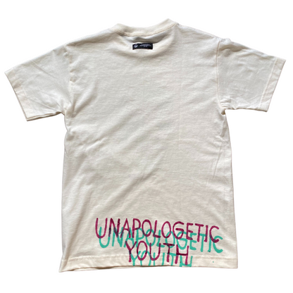 Small Unapologetic Youth T-Shirt, casual fit, plain design, soft fabric, front view showing neckline and short sleeves.