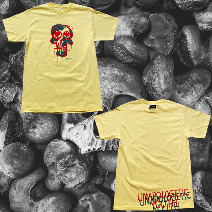 Medium Unapologetic Youth T-Shirt with graphic design, soft fabric, and casual fit, shown laid flat on a white background.