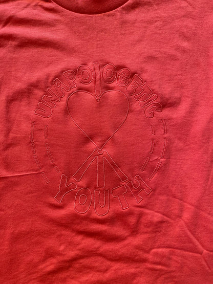 Small Unapologetic Youth T-shirt in white, featuring a comfortable fit and casual style, shown flat on a plain background.