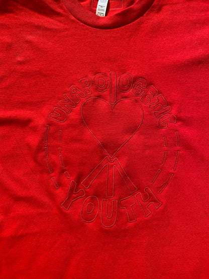 Large Unapologetic Youth T-shirt in white, featuring a casual fit and graphic design on the front.