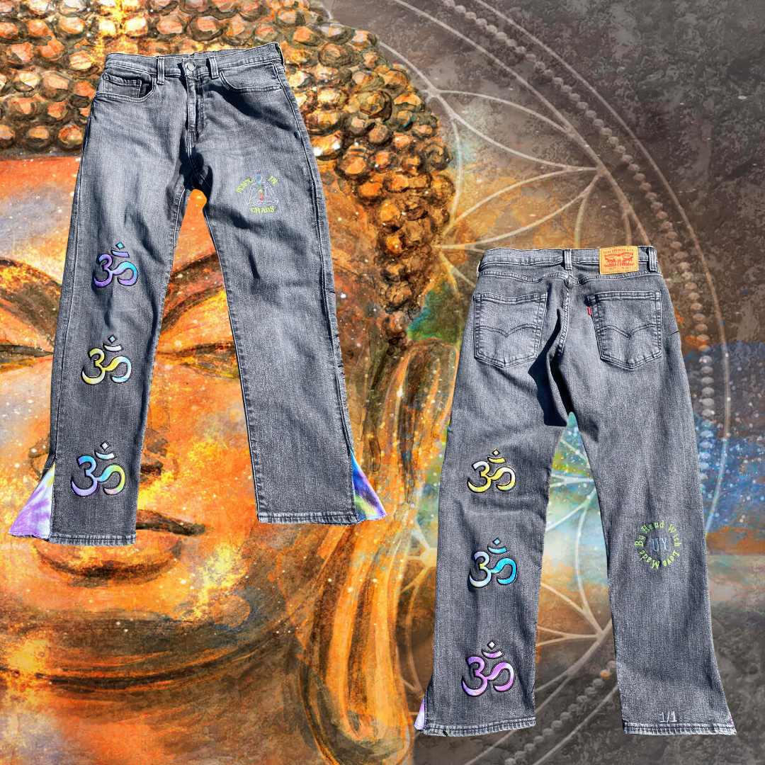 Black jeans from Unapologetic Youth's Peace Of Mind collection, featuring a relaxed fit and classic denim style.