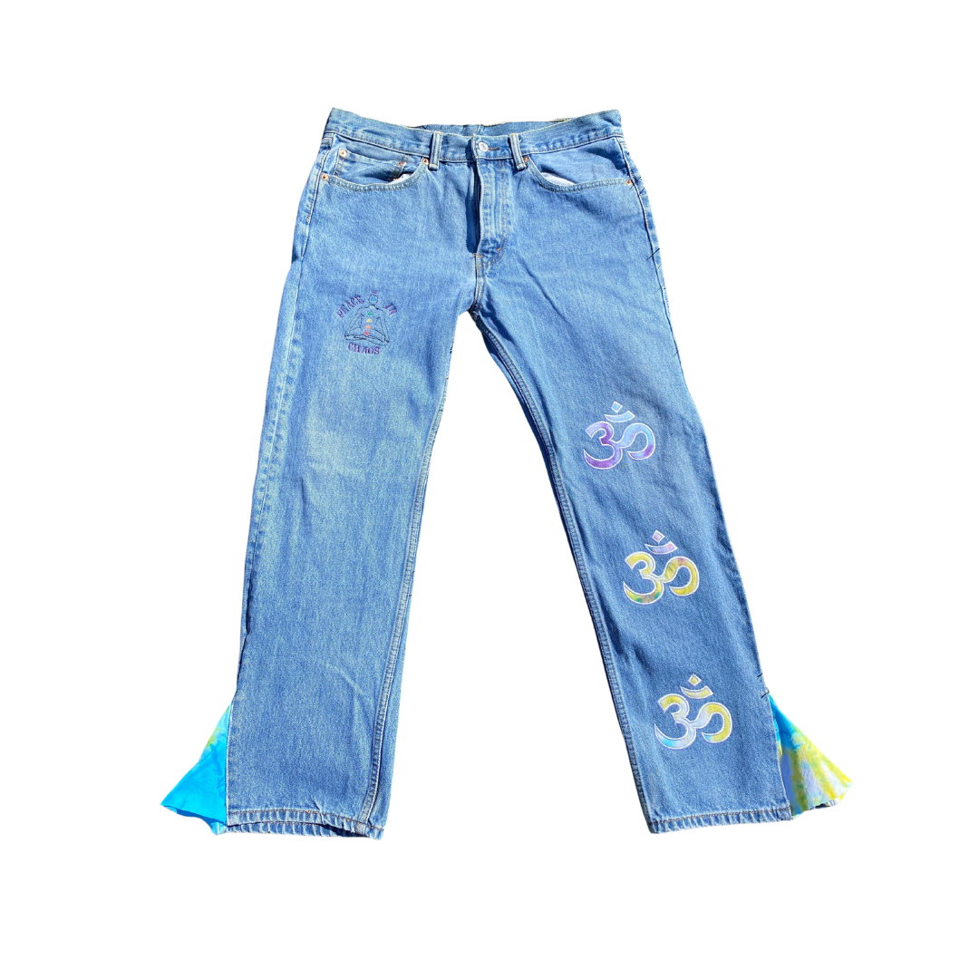 Blue Unapologetic Youth Peace Of Mind jeans with a relaxed fit and classic denim style.