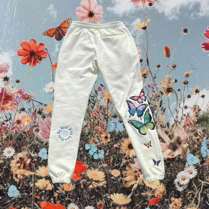 Unapologetic Youth Butterfly Effect sweatpants with vibrant butterfly graphic, relaxed fit, and comfortable fabric for casual wear.