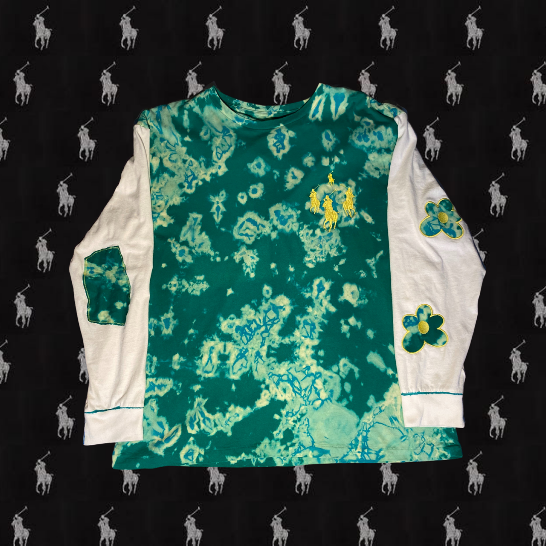 Unapologetic Youth x Polo long sleeve shirt featuring bold horsepower graphic design on soft fabric.