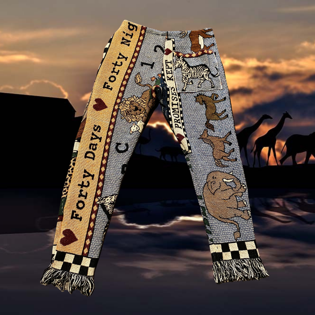 Unapologetic Youth woven pants called The Ark, featuring intricate woven fabric design and relaxed fit, suitable for casual wear.